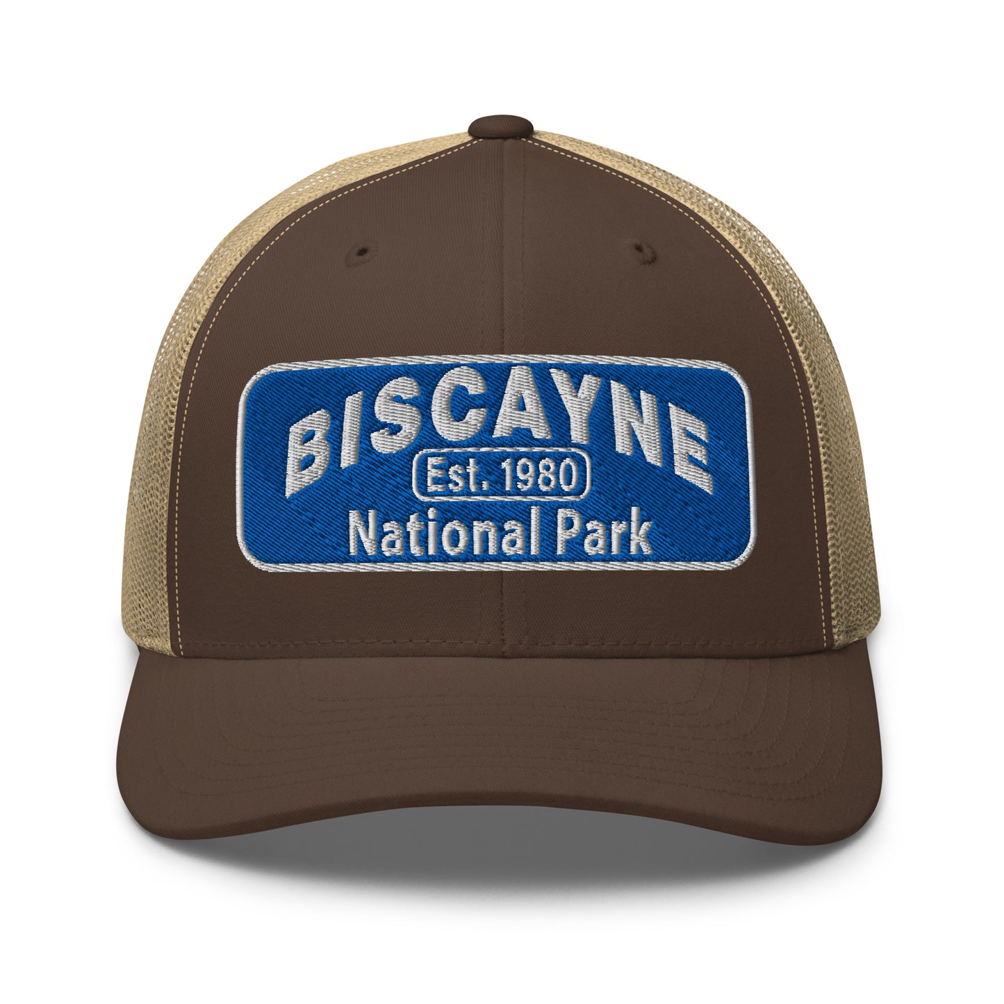 Biscayne National Park Hat - Yupoong 6606 Trucker Hat - Front View - Color: Brown/Khaki