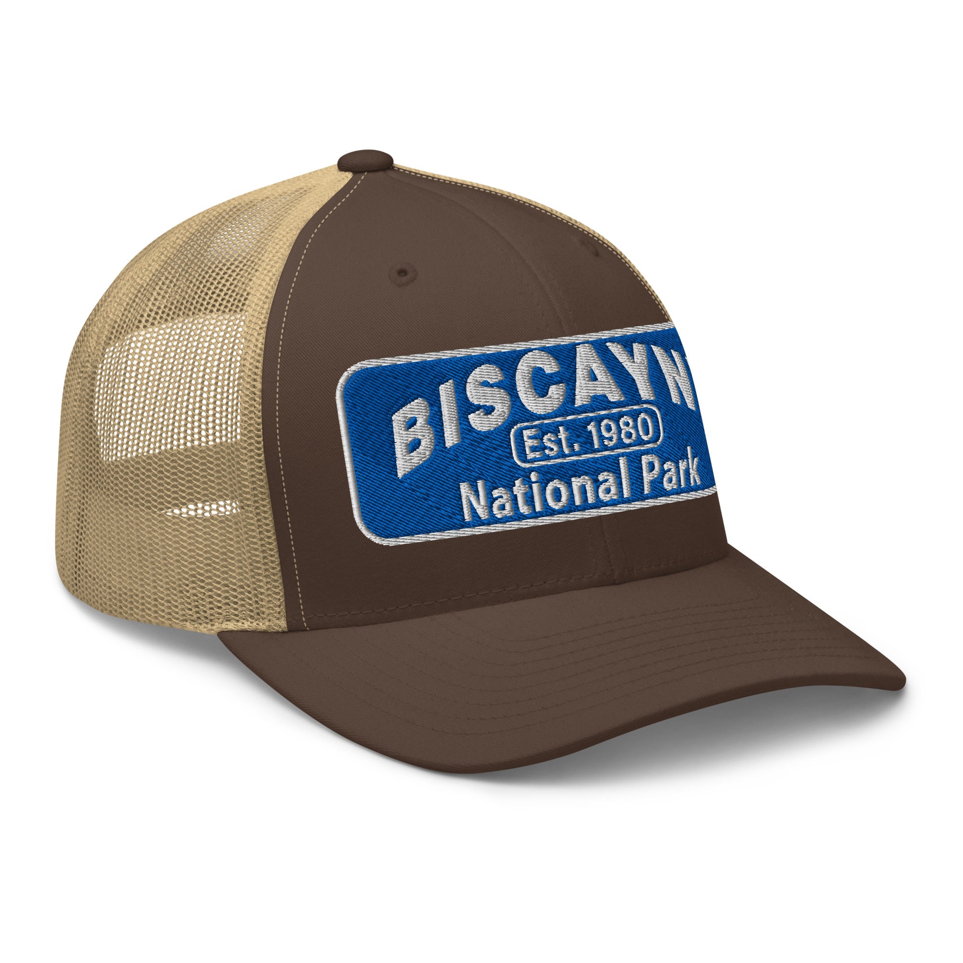Biscayne National Park Hat - Yupoong 6606 Trucker Hat - Side View - Color: Brown/Khaki