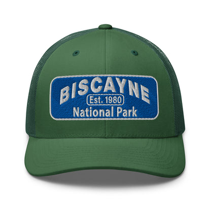 Biscayne National Park Hat - Yupoong 6606 Trucker Hat - Front View - Color: Evergreen