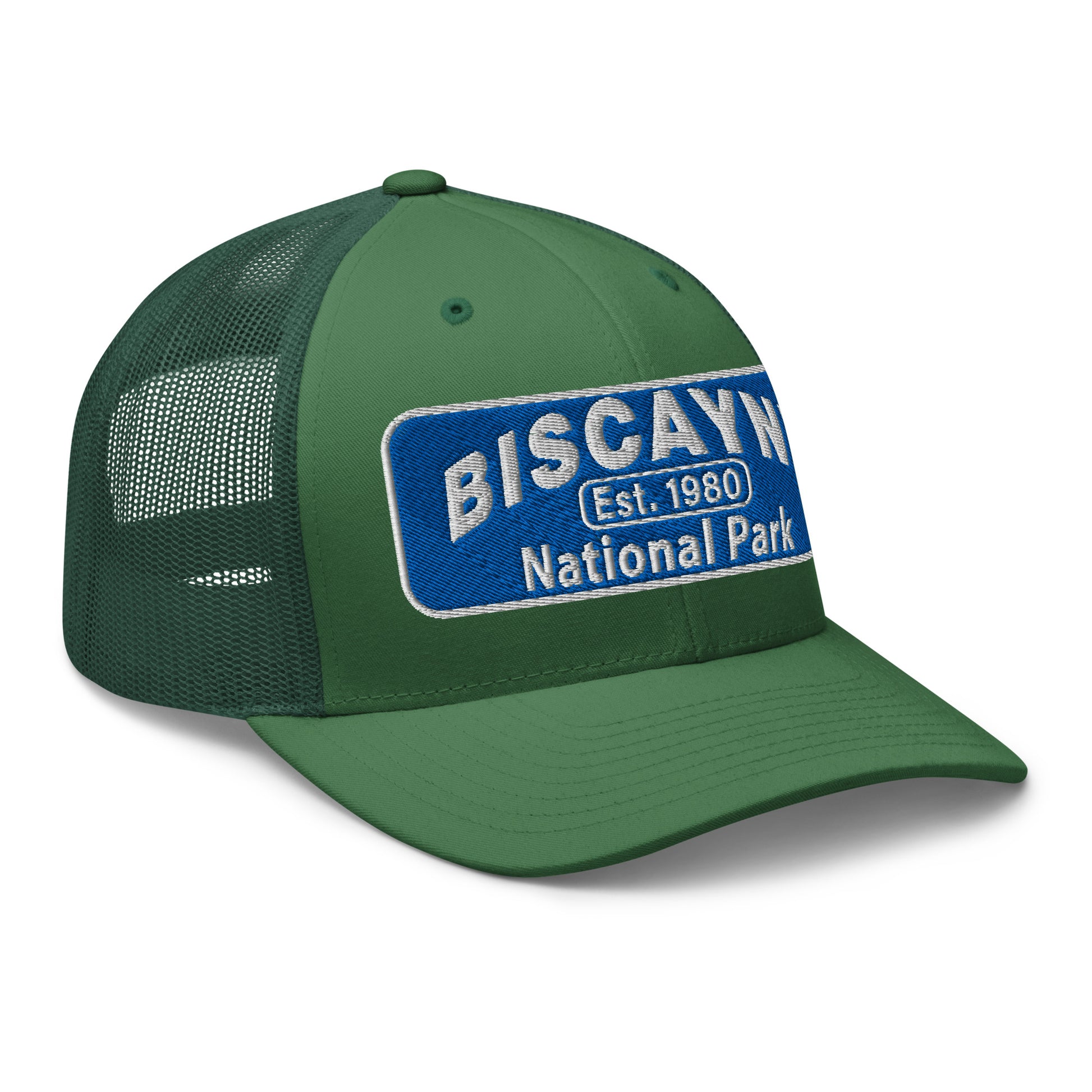 Biscayne National Park Hat - Yupoong 6606 Trucker Hat - Side View - Color: Evergreen