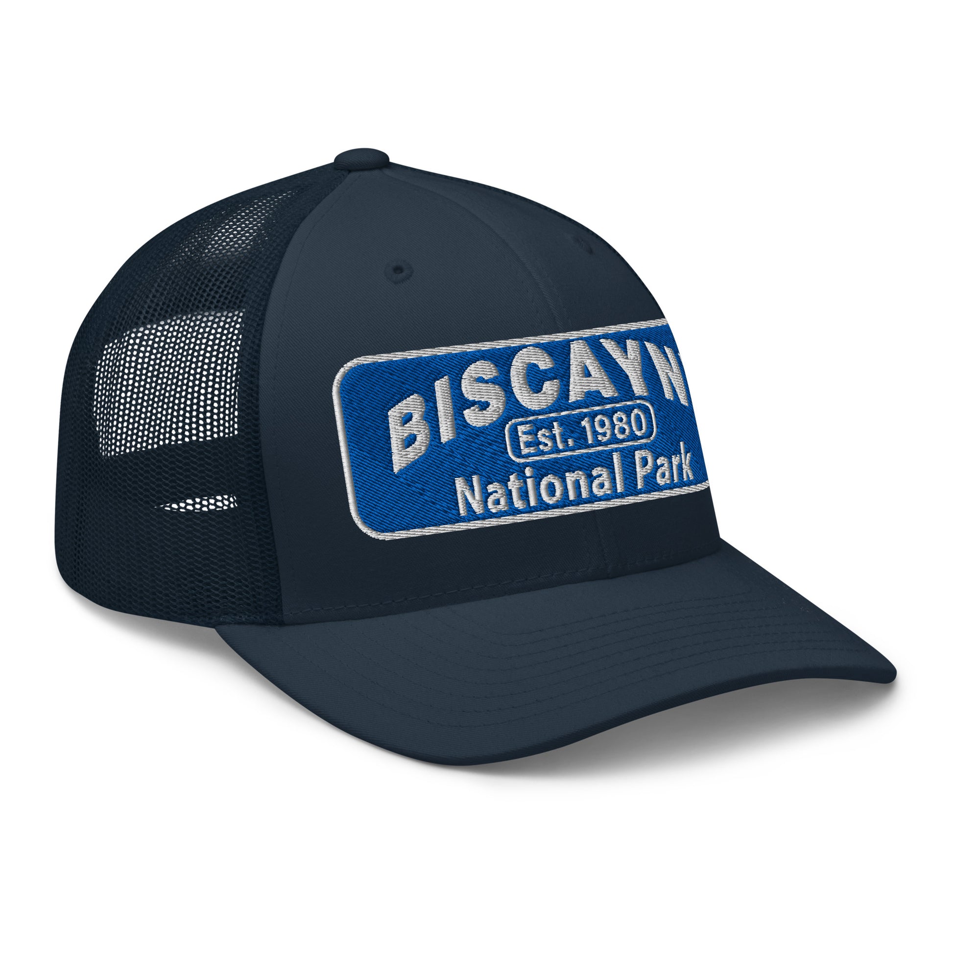 Biscayne National Park Hat - Yupoong 6606 Trucker Hat - Side View - Color: Navy