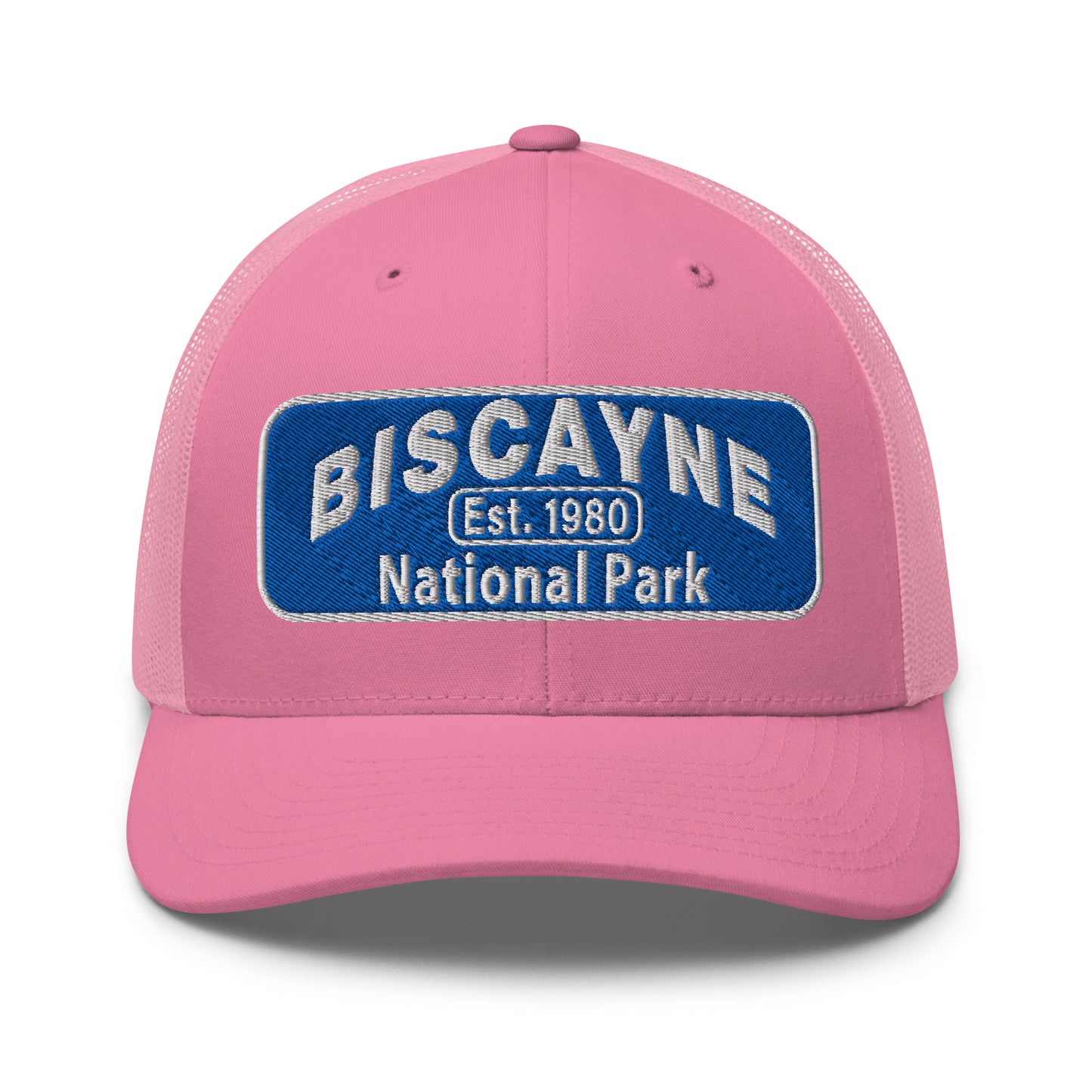 Biscayne National Park Hat - Yupoong 6606 Trucker Hat - Front View - Color: Pink