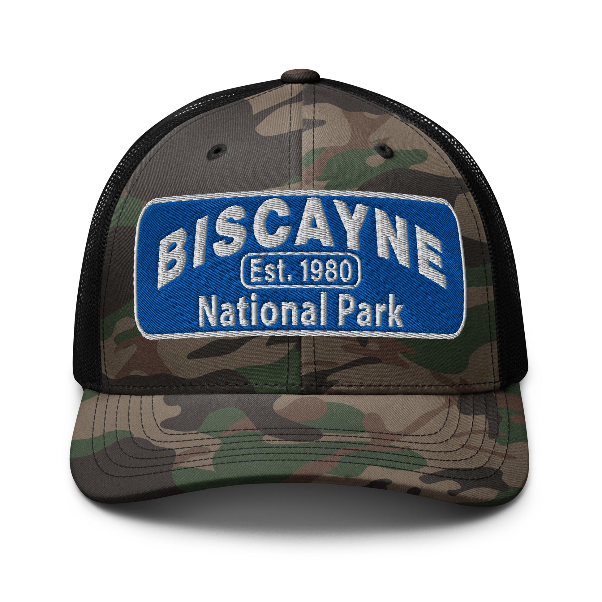 Biscayne National Park Camo Hat - Otto 105-1247 Truck Hat - Front View - Color:  Black Camo