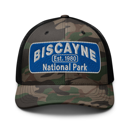 Biscayne National Park Camo Hat - Otto 105-1247 Truck Hat - Front View - Color:  Black Camo