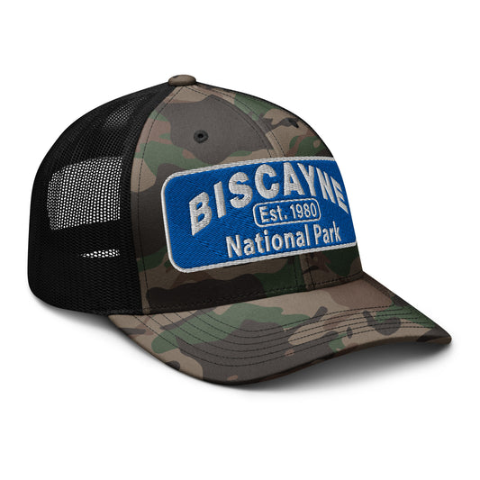 Biscayne National Park Camo Hat - Otto 105-1247 Truck Hat - Side View - Color:  Black Camo