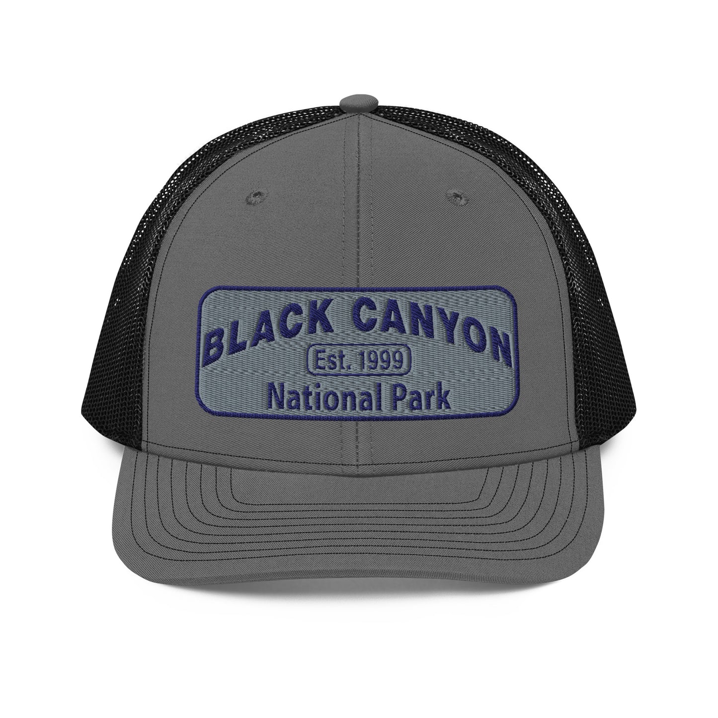 Black Canyon of the Gunnison National Park Hat - Richardson 112 Trucker Hat - Front View - Color: Charcoal/Black