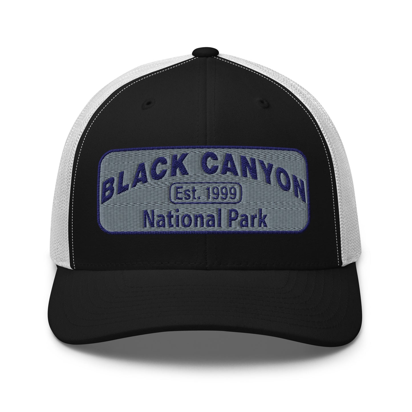 Black Canyon of the Gunnison National Park Hat - Yupoong 6606 Trucker Hat - Front View - Color: Black/White