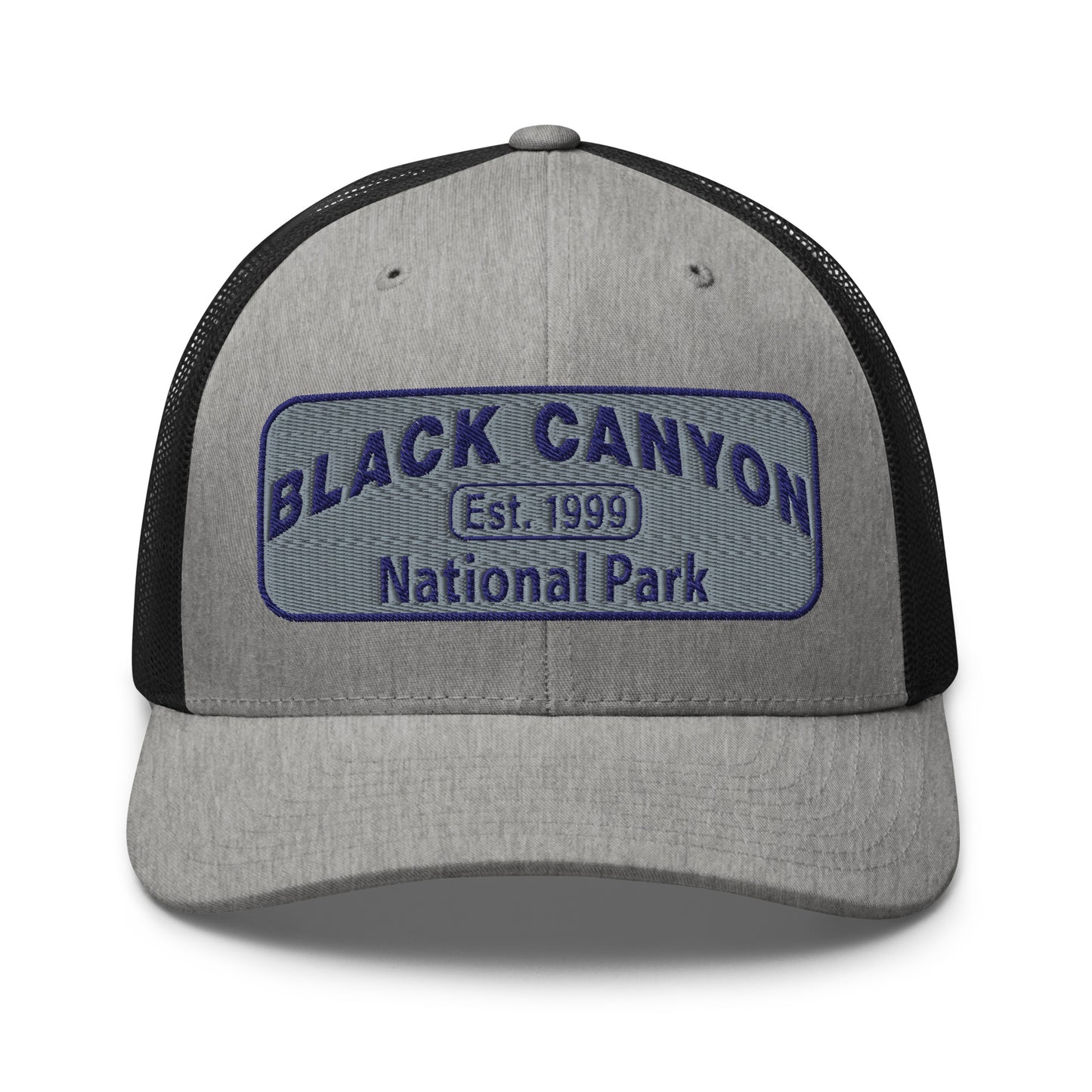 Black Canyon of the Gunnison National Park Hat - Yupoong 6606 Trucker Hat - Front View - Color: Heather/Black