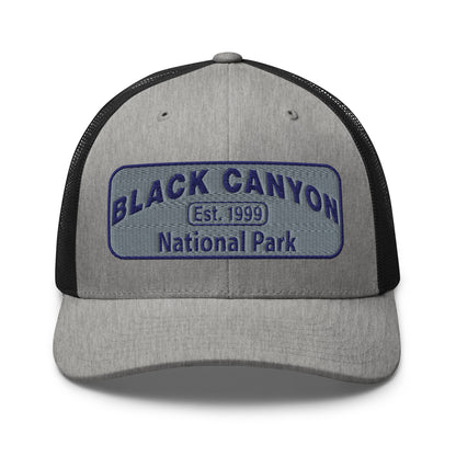 Black Canyon of the Gunnison National Park Hat - Yupoong 6606 Trucker Hat - Front View - Color: Heather/Black