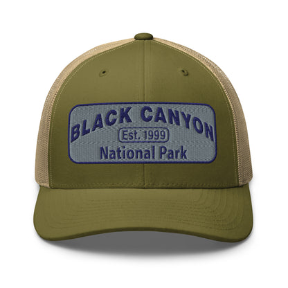 Black Canyon of the Gunnison National Park Hat - Yupoong 6606 Trucker Hat - Front View - Color: Moss Green/Khaki