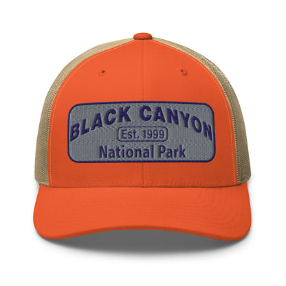 Black Canyon of the Gunnison National Park Hat - Yupoong 6606 Trucker Hat - Front View - Color: Orange/Khaki