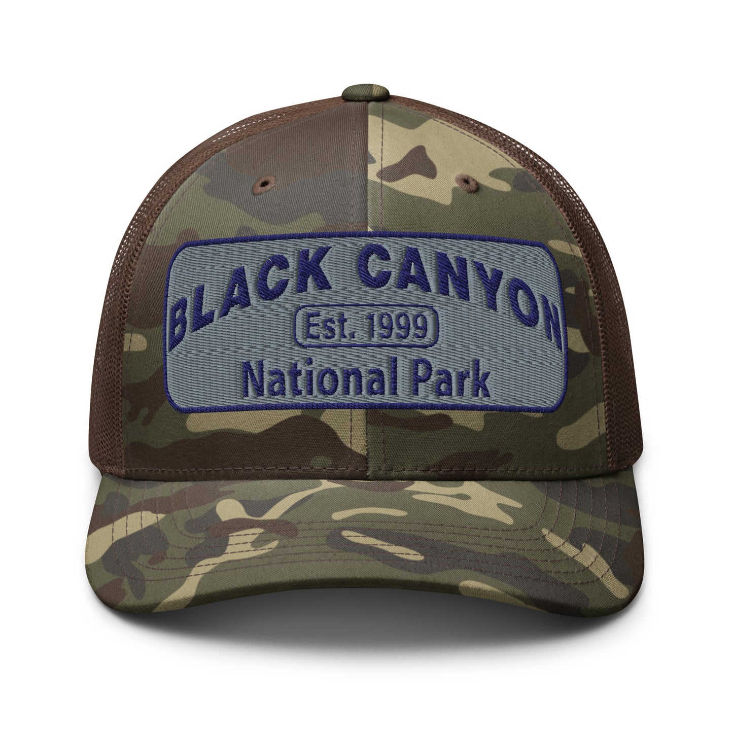 Black Canyon of the Gunnison National Park Camo Hat - Otto 105-1245 Trucker Hat - Front View - Color: Brown/Camo
