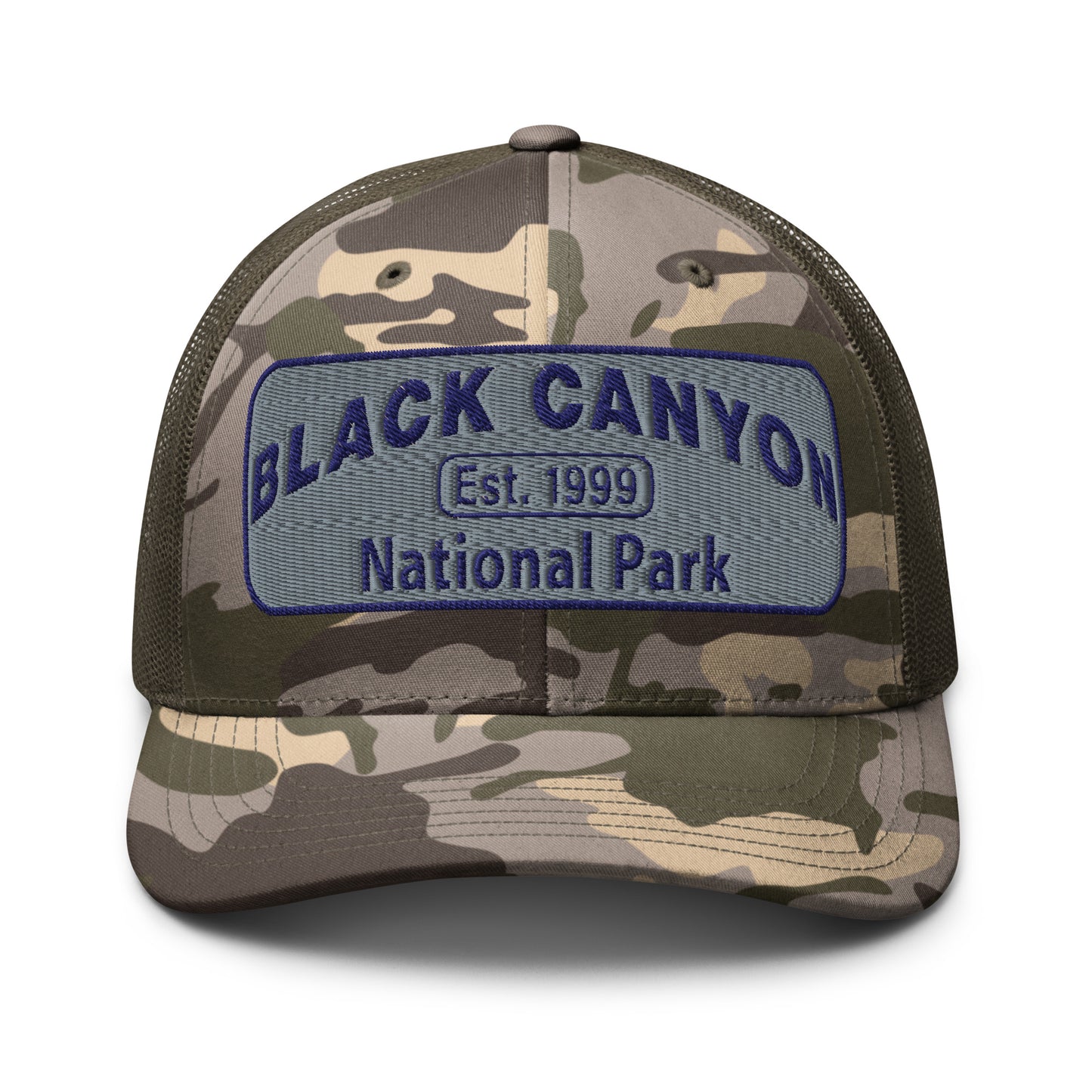Black Canyon of the Gunnison National Park Camo Hat - Otto 105-1245 Trucker Hat - Front View - Color: Olive/Camo