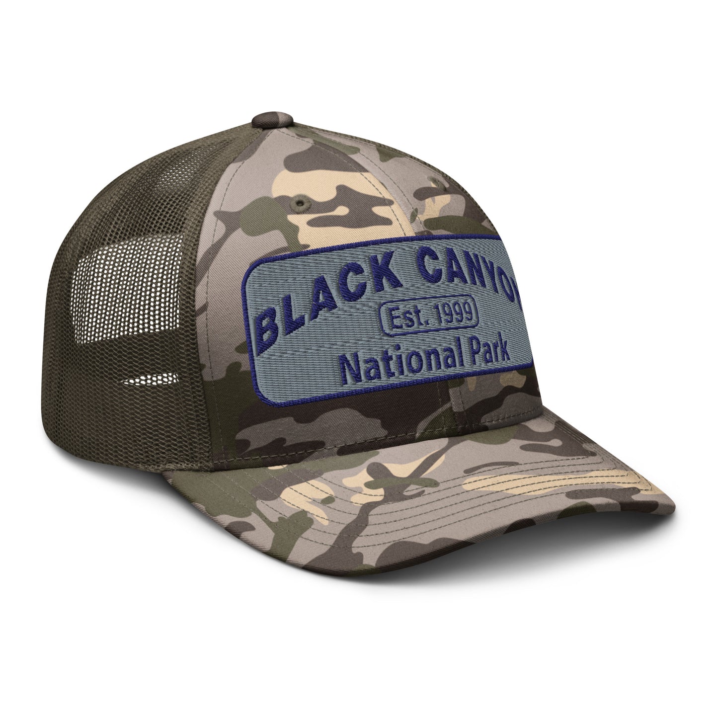 Black Canyon of the Gunnison National Park Camo Hat - Otto 105-1245 Trucker Hat - Side View - Color: Olive/Camo