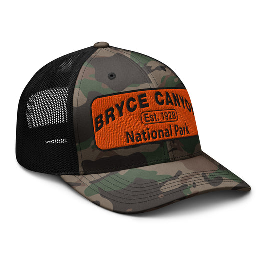 Bryce Canyon National Park Camo Hat - Otto 105-1247 Camo Trucker Hat - Side View - Color: Black/Camo