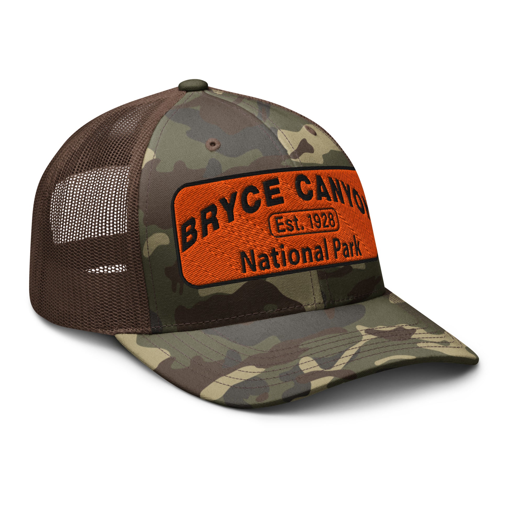 Bryce Canyon National Park Camo Hat - Otto 105-1247 Camo Trucker Hat - Side View - Color: Brown/Camo