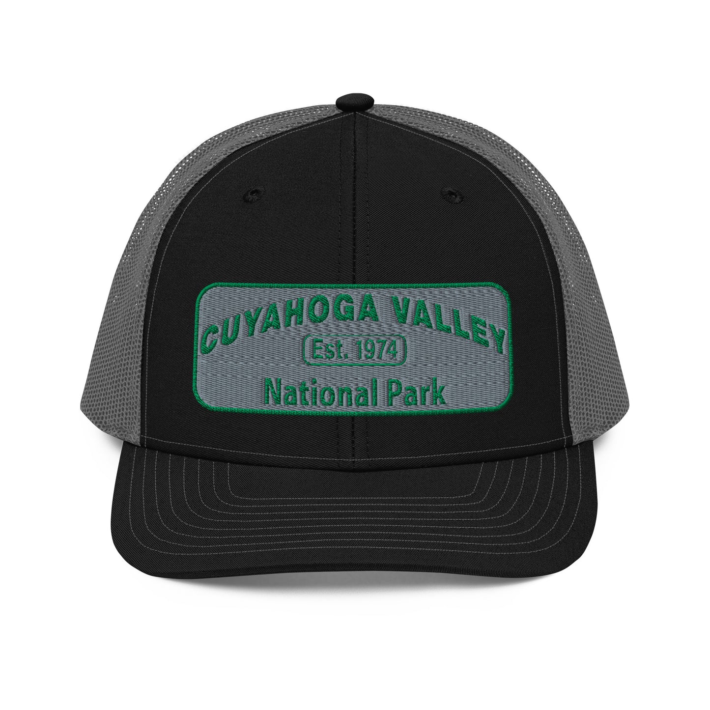 Cuyahoga National Park Hat -Richardson 112 Trucker Hat - Front View - Color: Black/Charcoal
