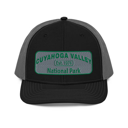 Cuyahoga National Park Hat -Richardson 112 Trucker Hat - Front View - Color: Black/Charcoal