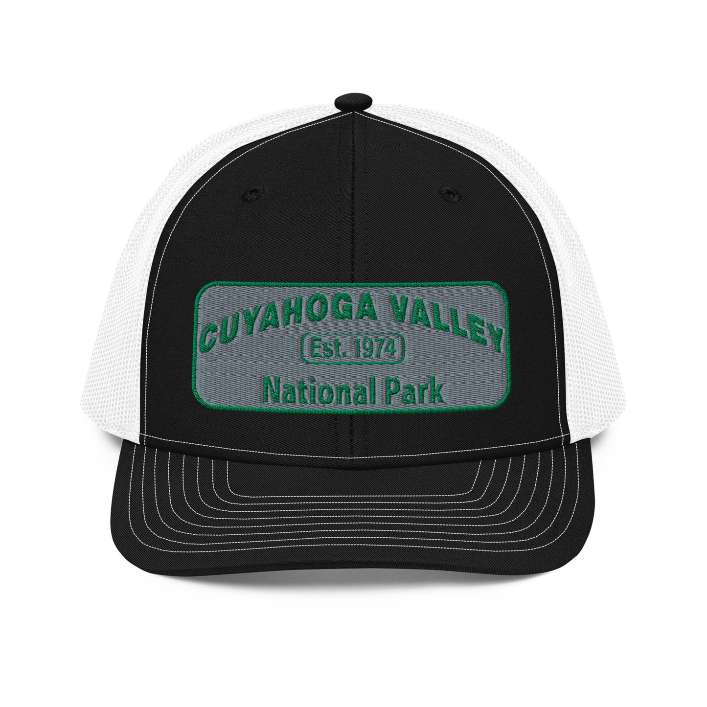Cuyahoga National Park Hat -Richardson 112 Trucker Hat - Front View - Color: Black/White