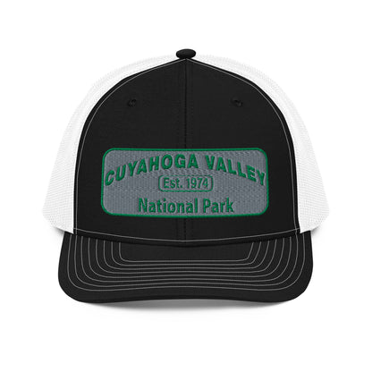 Cuyahoga National Park Hat -Richardson 112 Trucker Hat - Front View - Color: Black/White