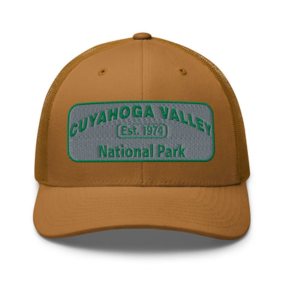 Cuyahoga National Park Hat -Yupoong 6606 Trucker Hat - Front View - Color: Brown/Khaki