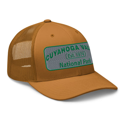 Cuyahoga National Park Hat -Yupoong 6606 Trucker Hat - Side View - Color: Caramel