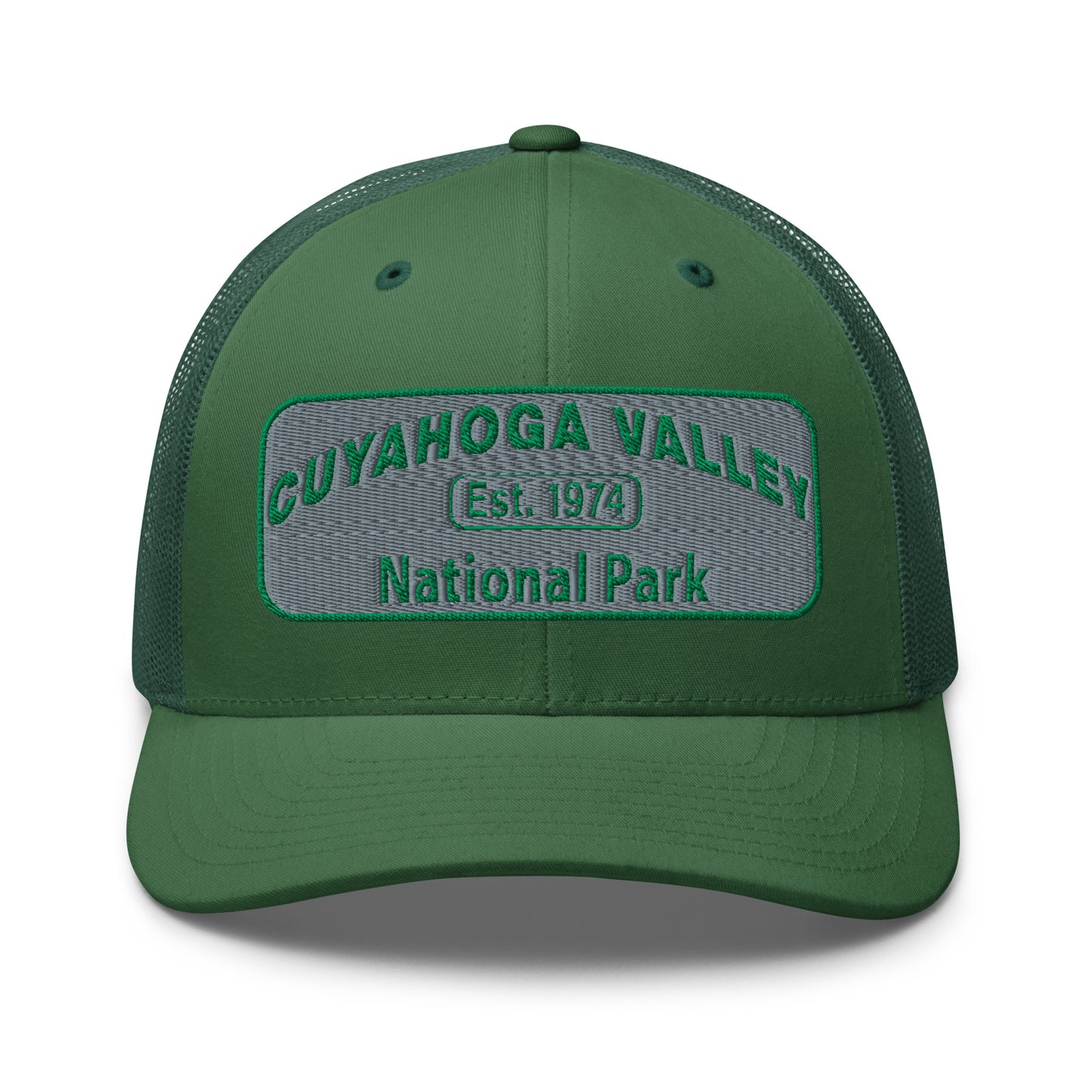 Cuyahoga National Park Hat -Yupoong 6606 Trucker Hat - Front View - Color: Evergreen