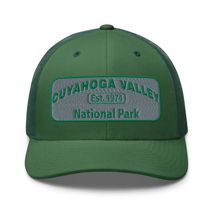 Cuyahoga National Park Hat -Yupoong 6606 Trucker Hat - Front View - Color: Evergreen