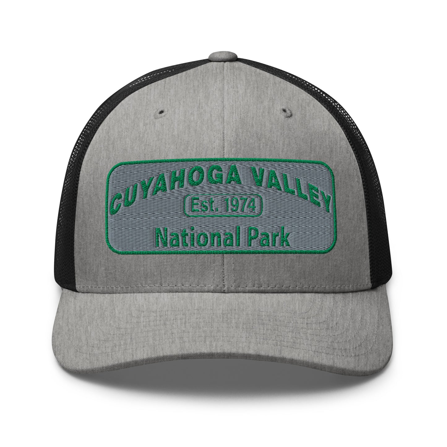 Cuyahoga National Park Hat -Yupoong 6606 Trucker Hat - Front View - Color: Heather/Black