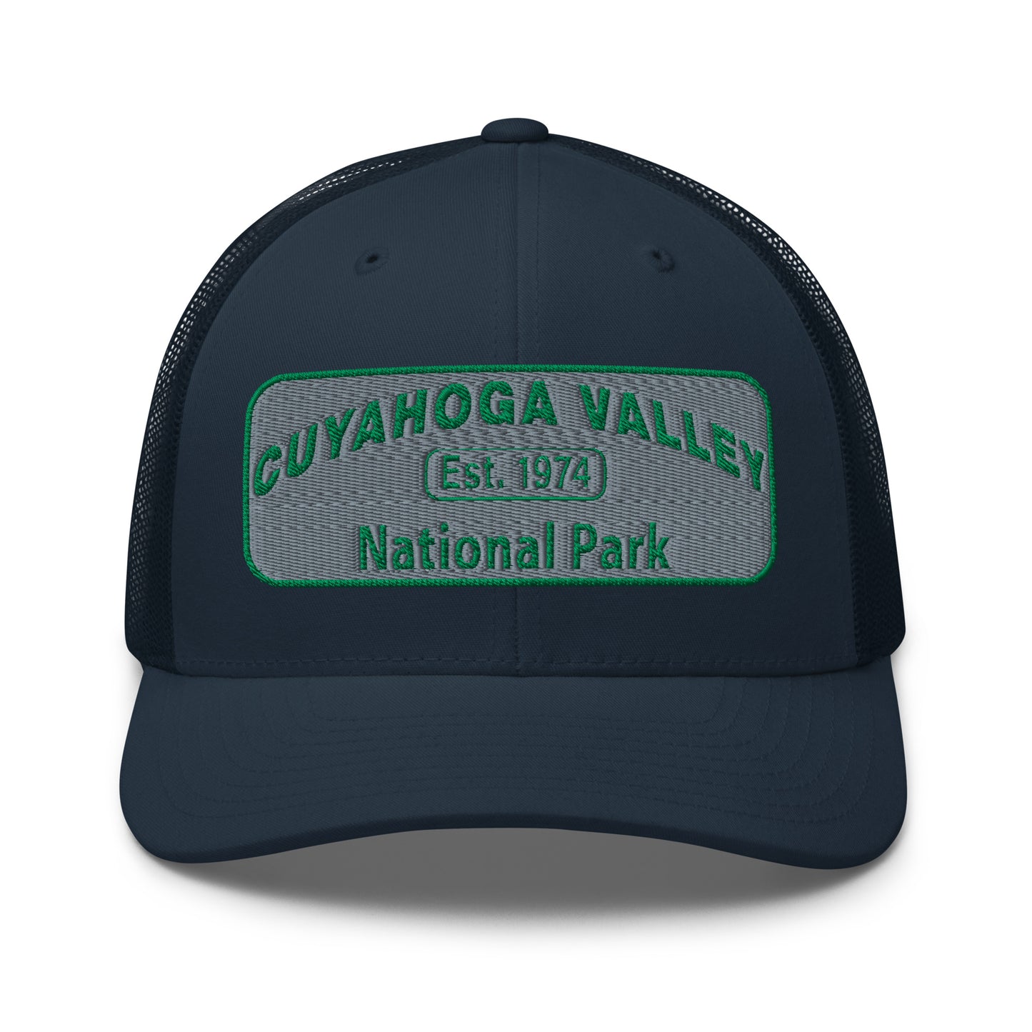 Cuyahoga National Park Hat -Yupoong 6606 Trucker Hat - Front View - Color: Navy