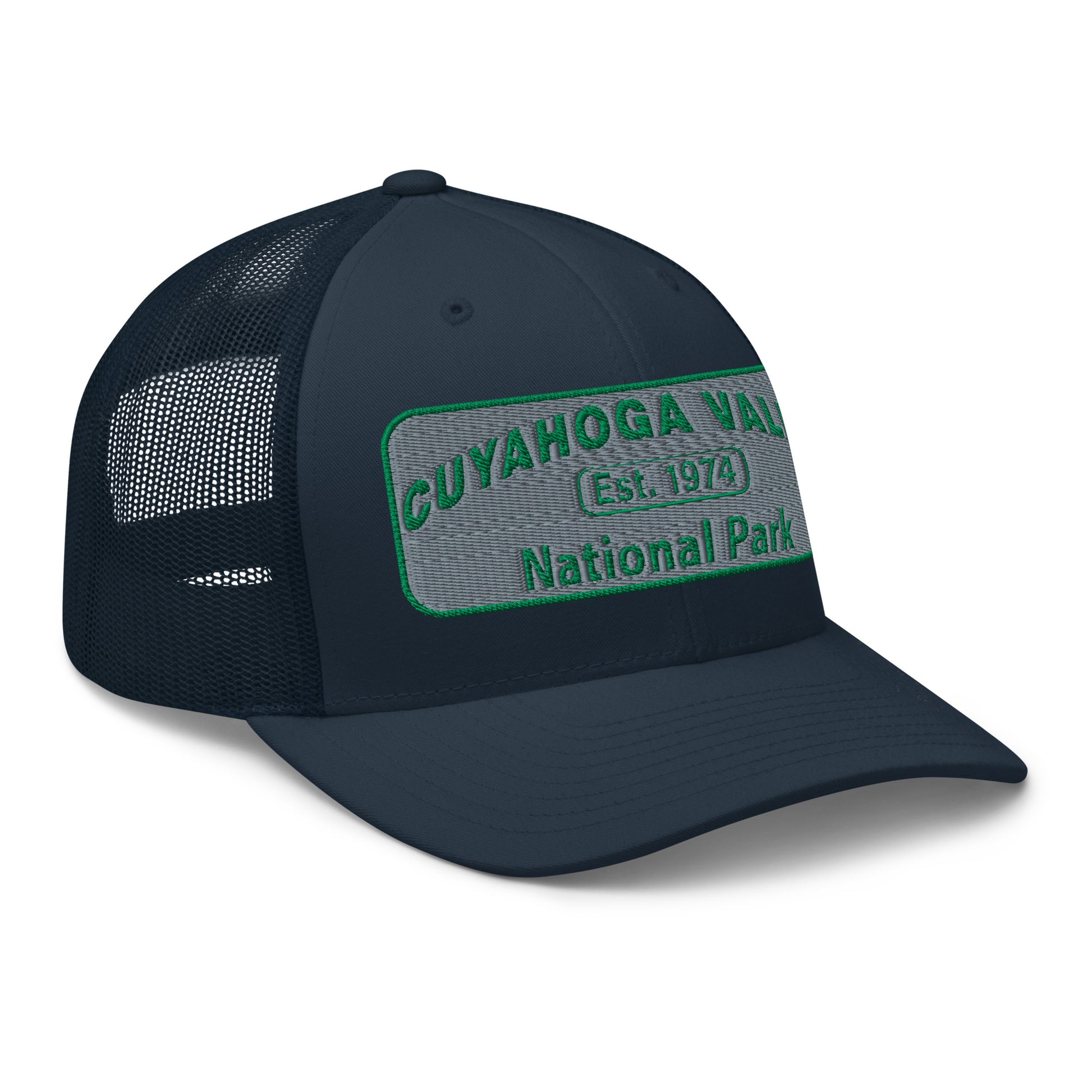 Cuyahoga National Park Hat -Yupoong 6606 Trucker Hat - Side View - Color: Navy
