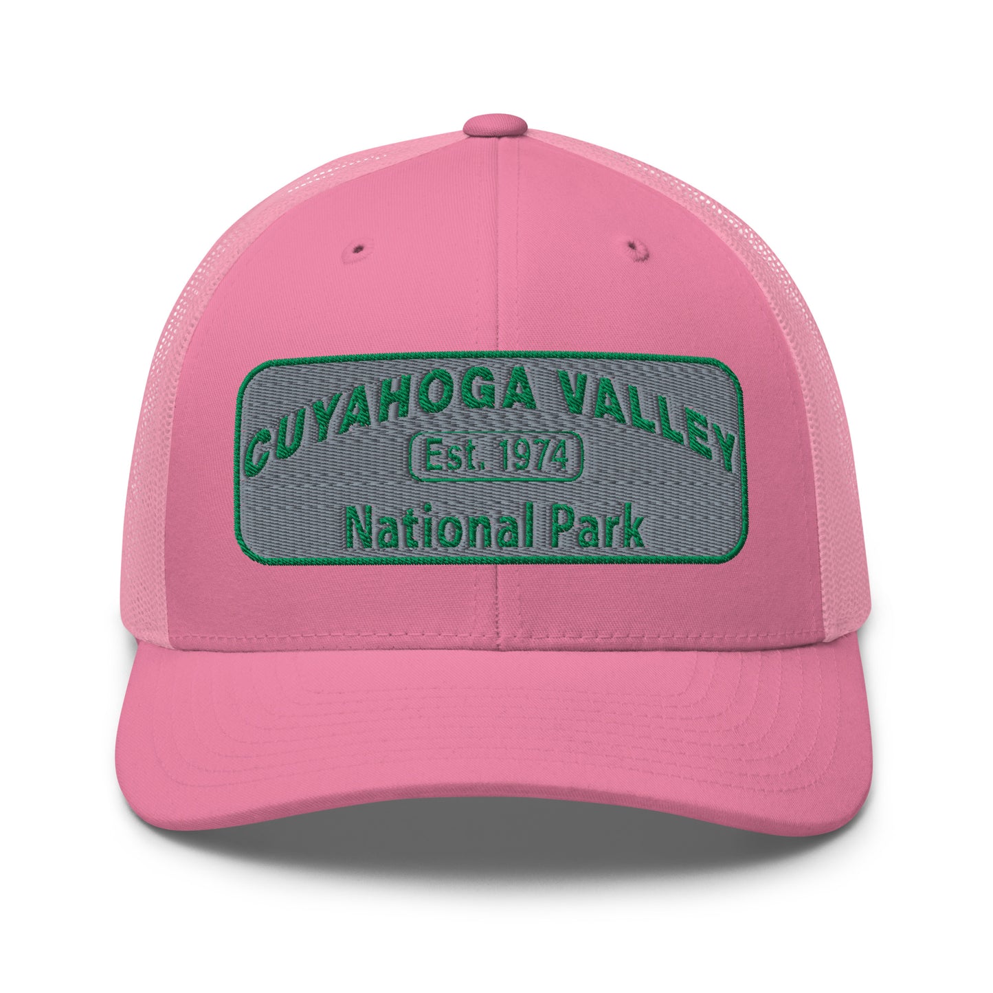 Cuyahoga National Park Hat -Yupoong 6606 Trucker Hat - Front View - Color: Pink