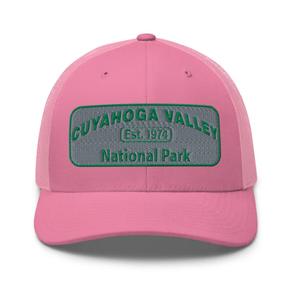 Cuyahoga National Park Hat -Yupoong 6606 Trucker Hat - Front View - Color: Pink