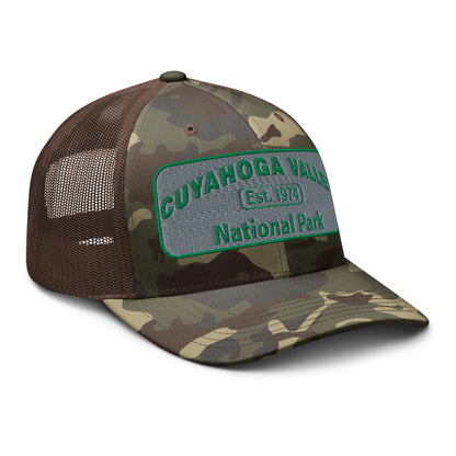 Cuyahoga National Park Camo Hat - Otto 105-1247 Trucker Hat - Side View - Brown/Camo 