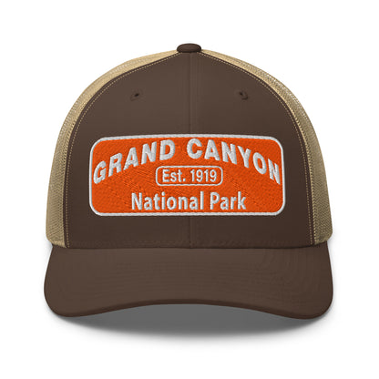 Brown and beige cap with Grand Canyon National Park logo on a white background