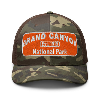 Grand Canyon National Park Camo Logo Hat Brown Front