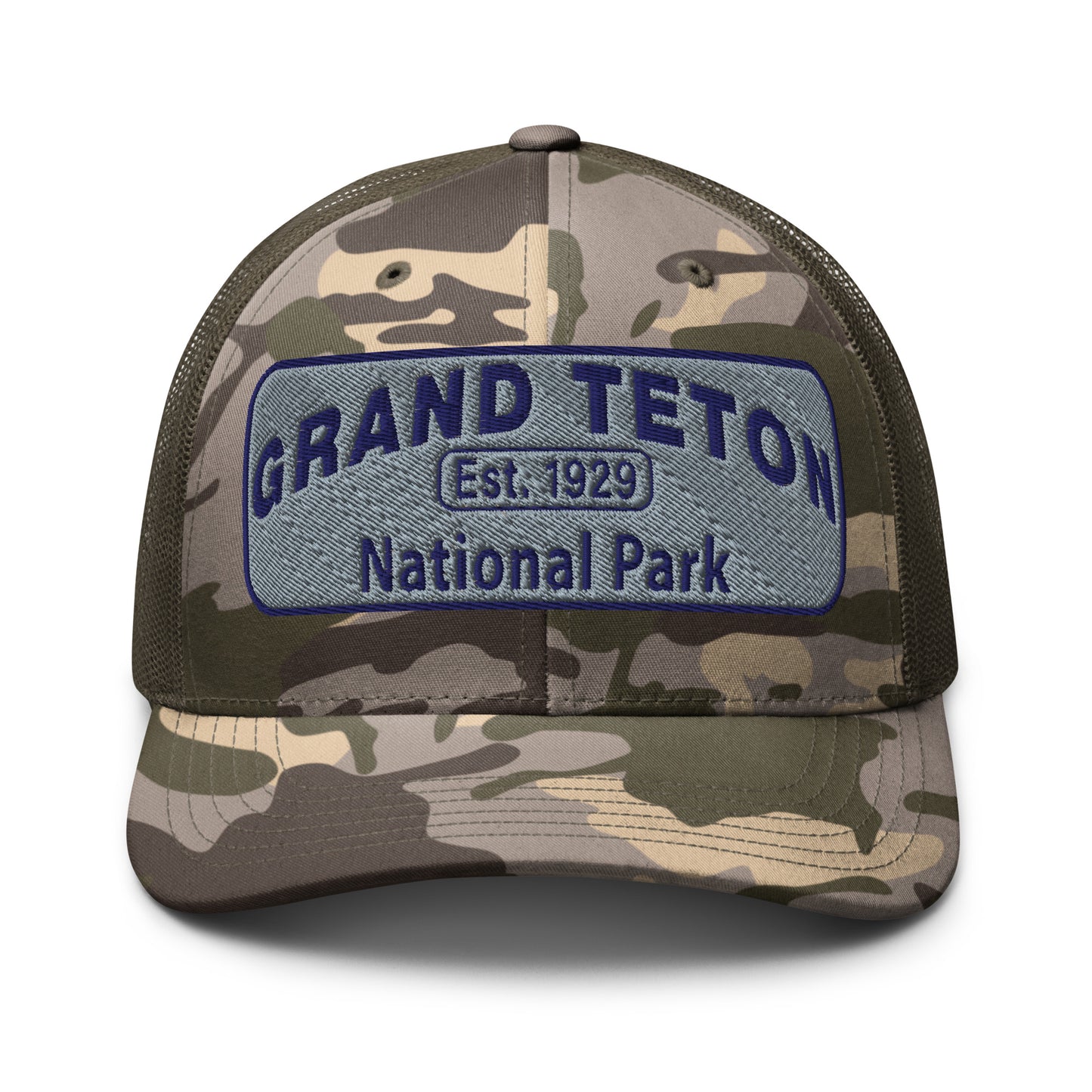 Grand Teton National Park Camo Hat Otto Olive Front