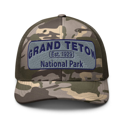 Grand Teton National Park Camo Hat Otto Olive Front