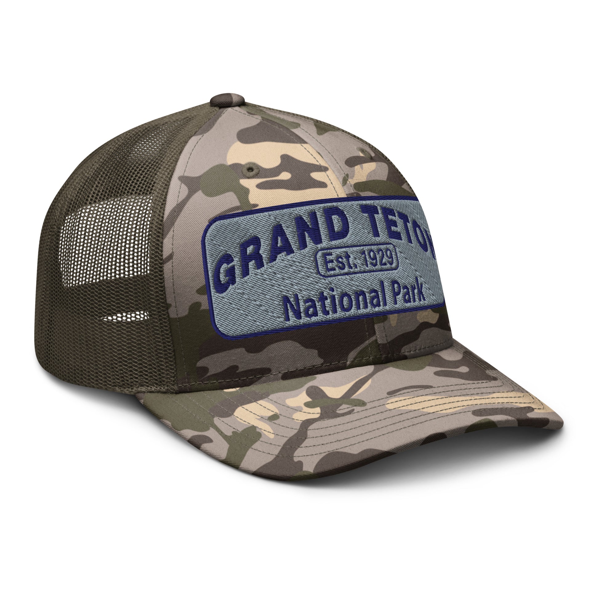 Grand Teton National Park Camo Hat Otto Olive Side