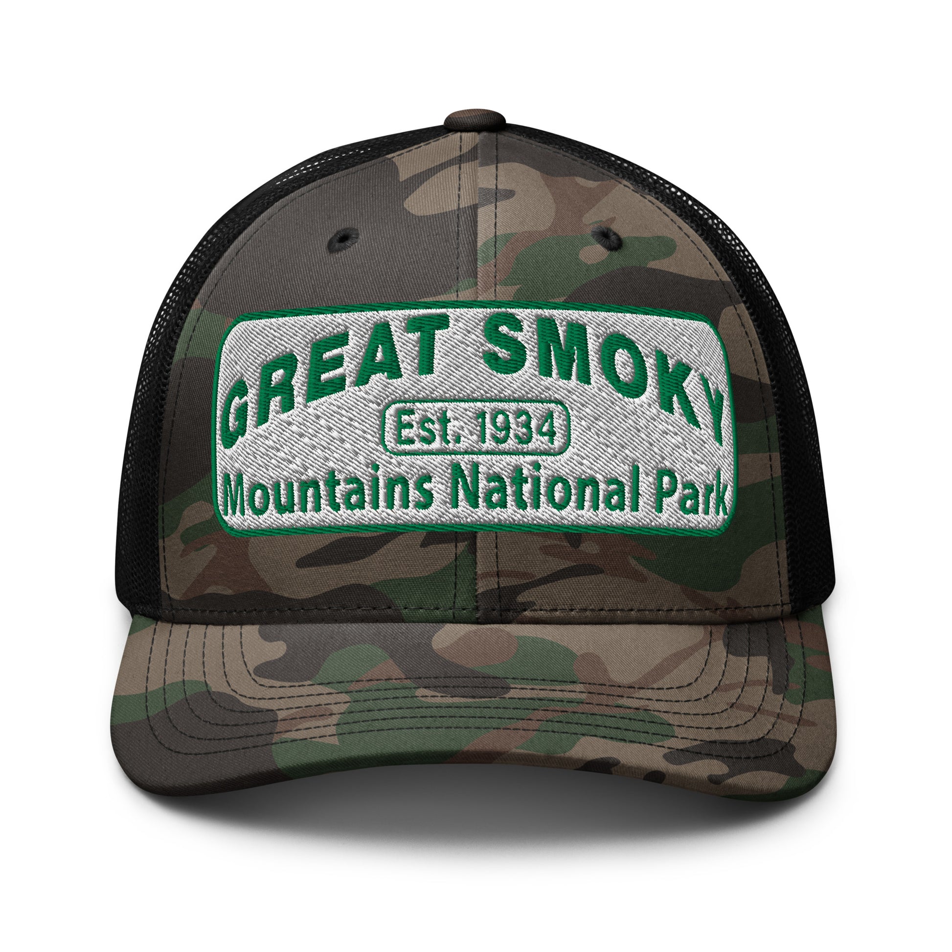 Great Smoky Mountains Camo Hat Black