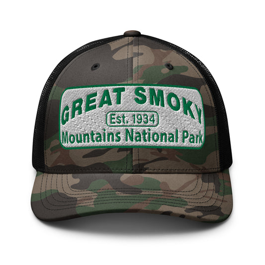 Great Smoky Mountains Camo Hat Black