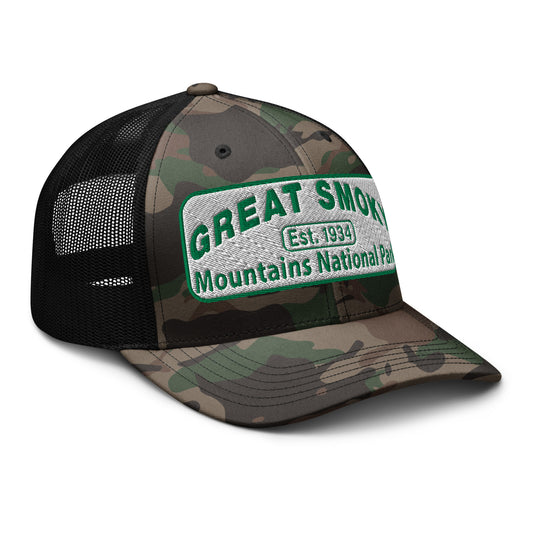 Great Smoky Mountains Camo Hat Black Side