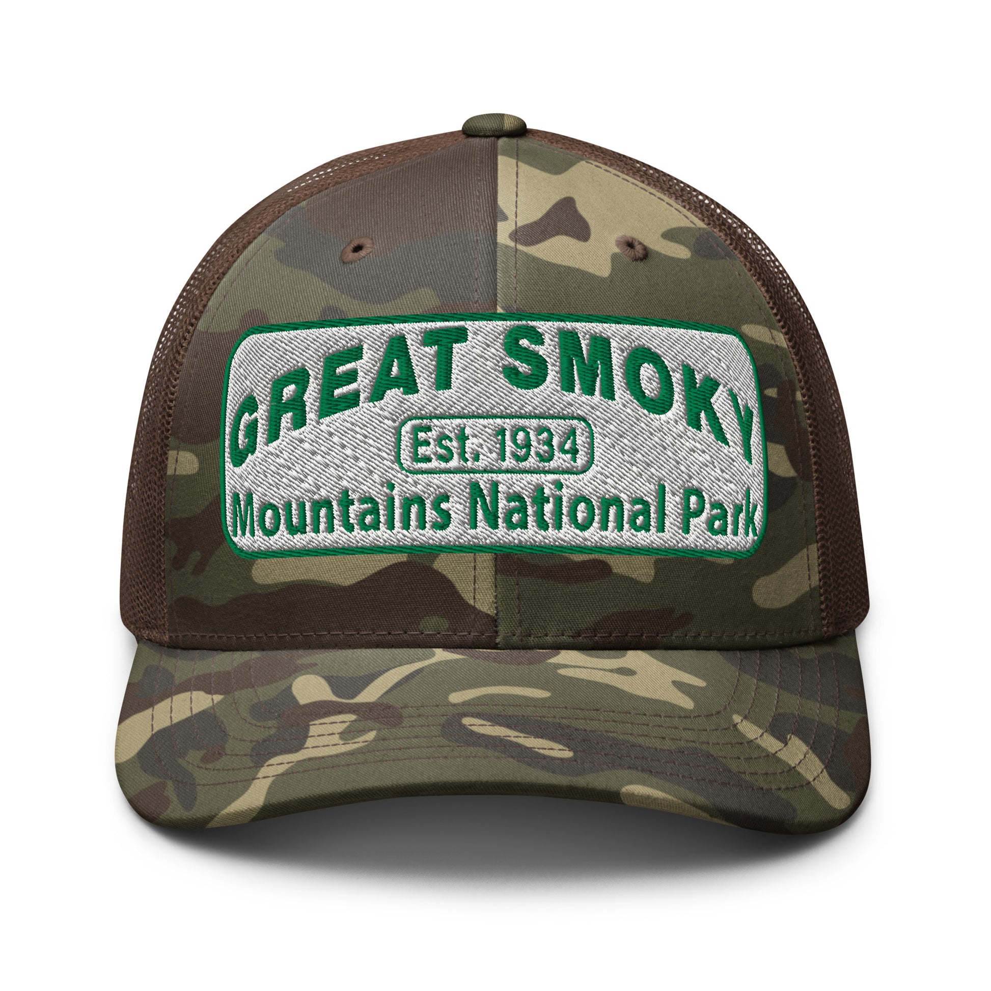 Great Smoky Mountains Camo Hat Brown