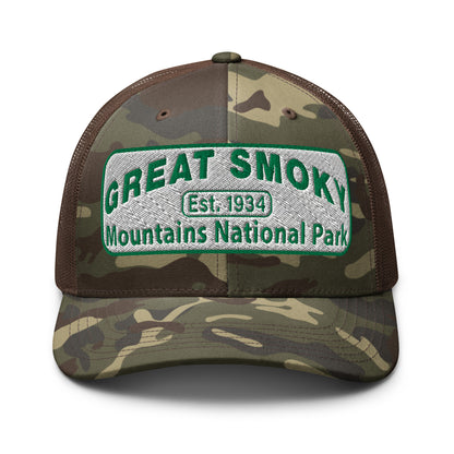 Great Smoky Mountains Camo Hat Brown