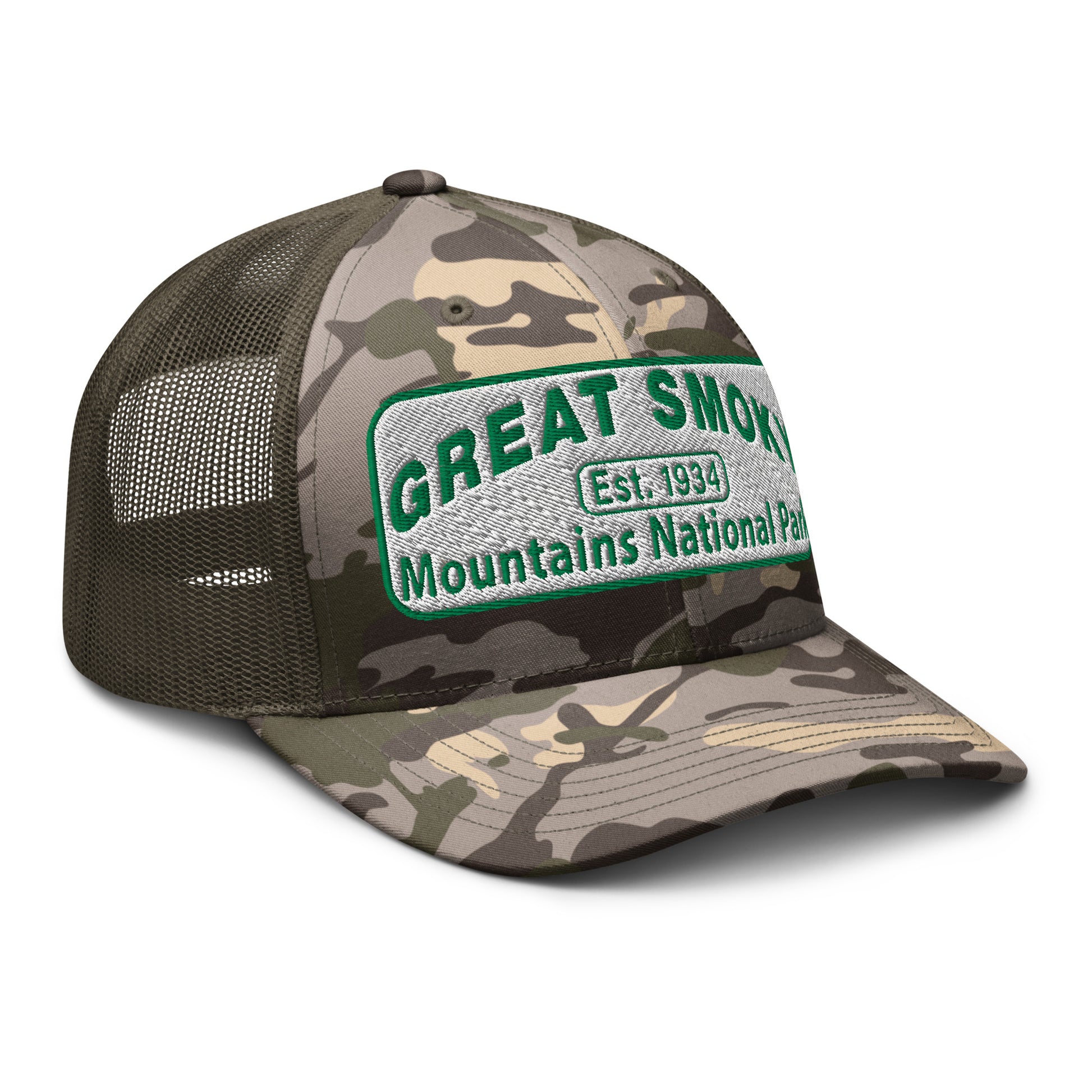 Great Smoky Mountains Camo Hat Olive Right