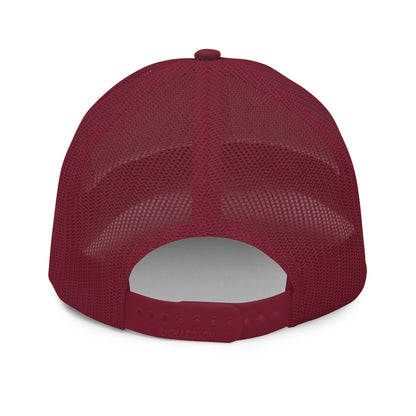 Haleakalā National Park Camo Hat - Gold and Red Embroidered Haleakalā National Park logo on front - Richardson 112 Trucker Hat - Snapback View  - Color:  Cardinal