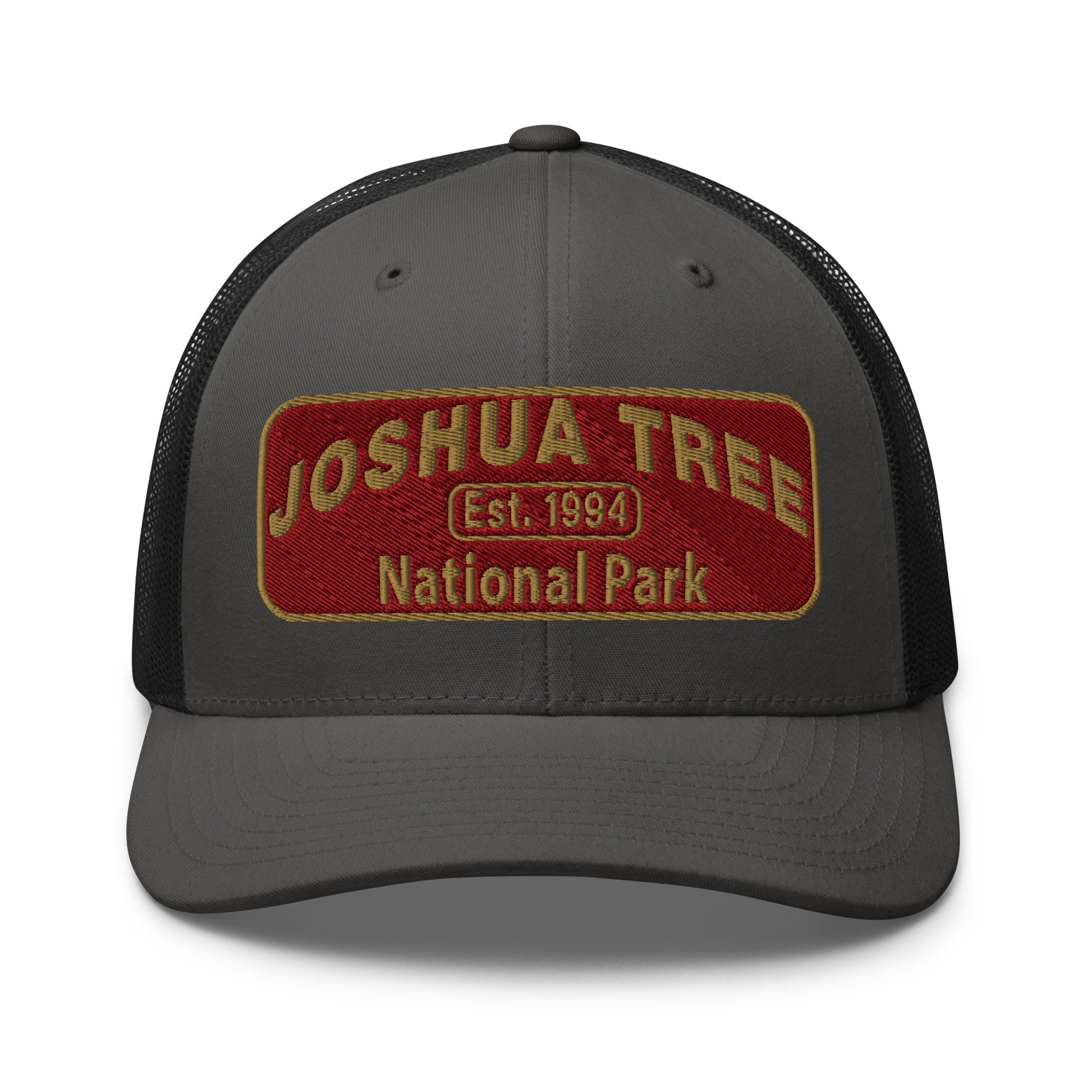 Joshua Tree National Park Hat - Yupoong 6606 - Front View - Charcoal/Black