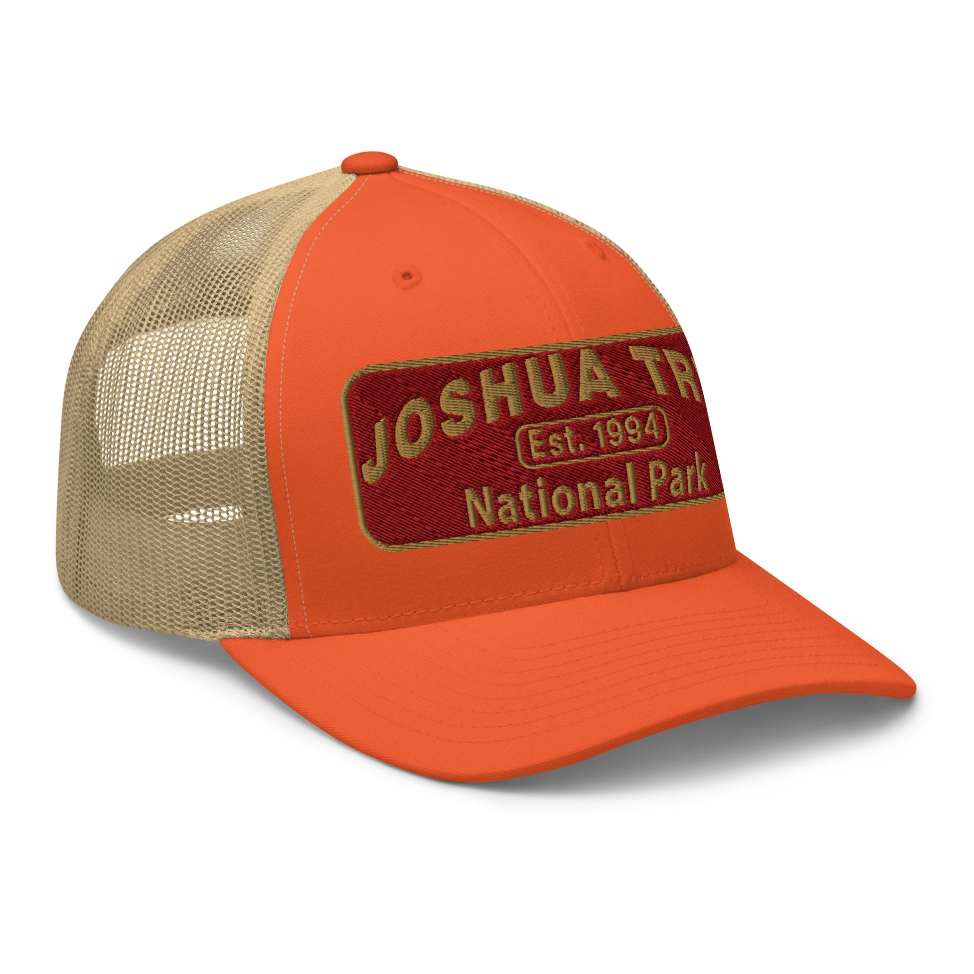 Joshua Tree National Park Hat - Yupoong 6606 - Side View - Orange/Khaki
