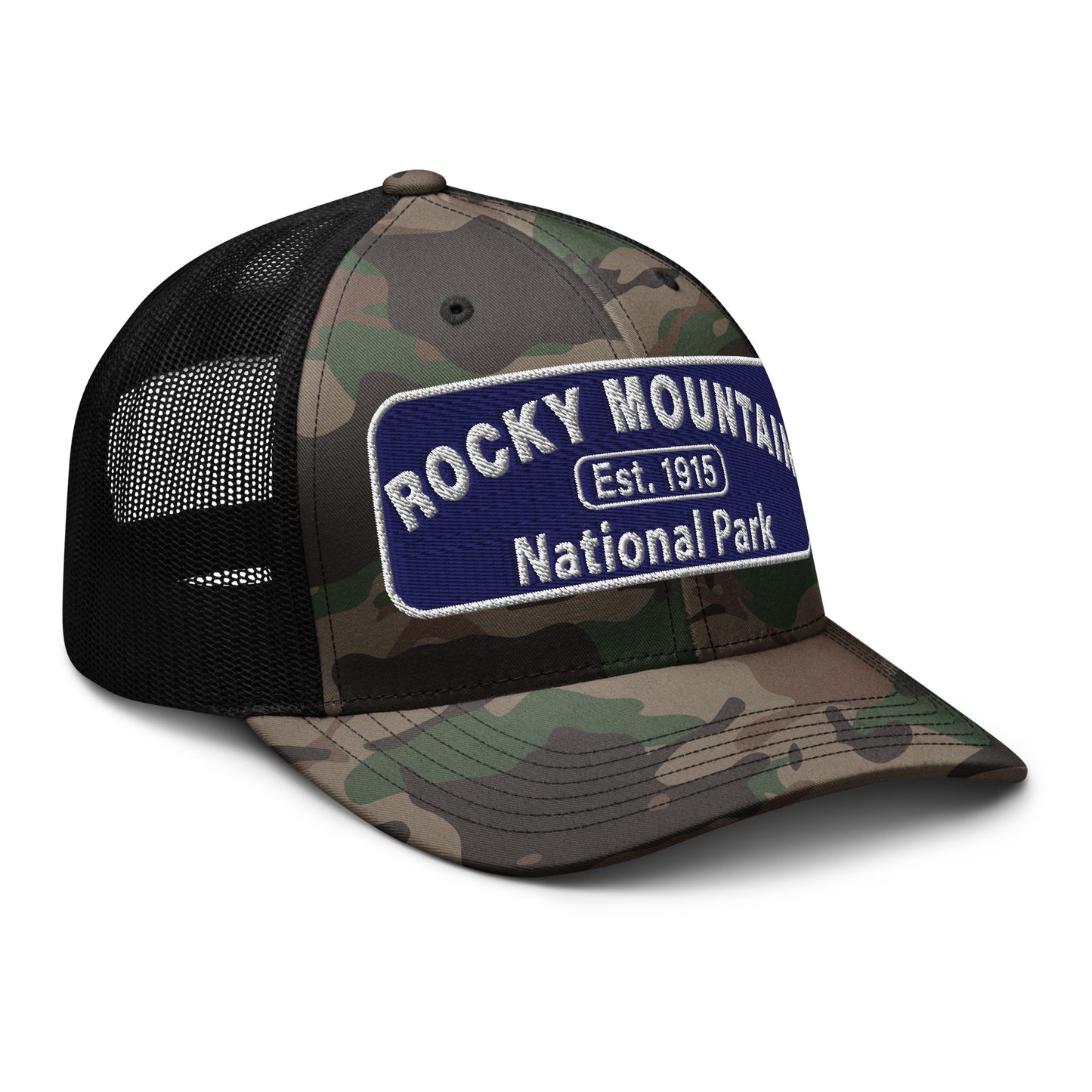 Rocky Mountain National Park Camo Hat - Otto 105-1247 - Camo/Black - Side View