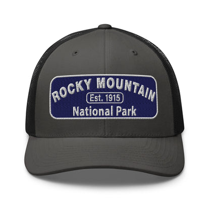 Rocky Mountain National Park Hat - Yupoong 6606 - Front View - Charcoal/Black